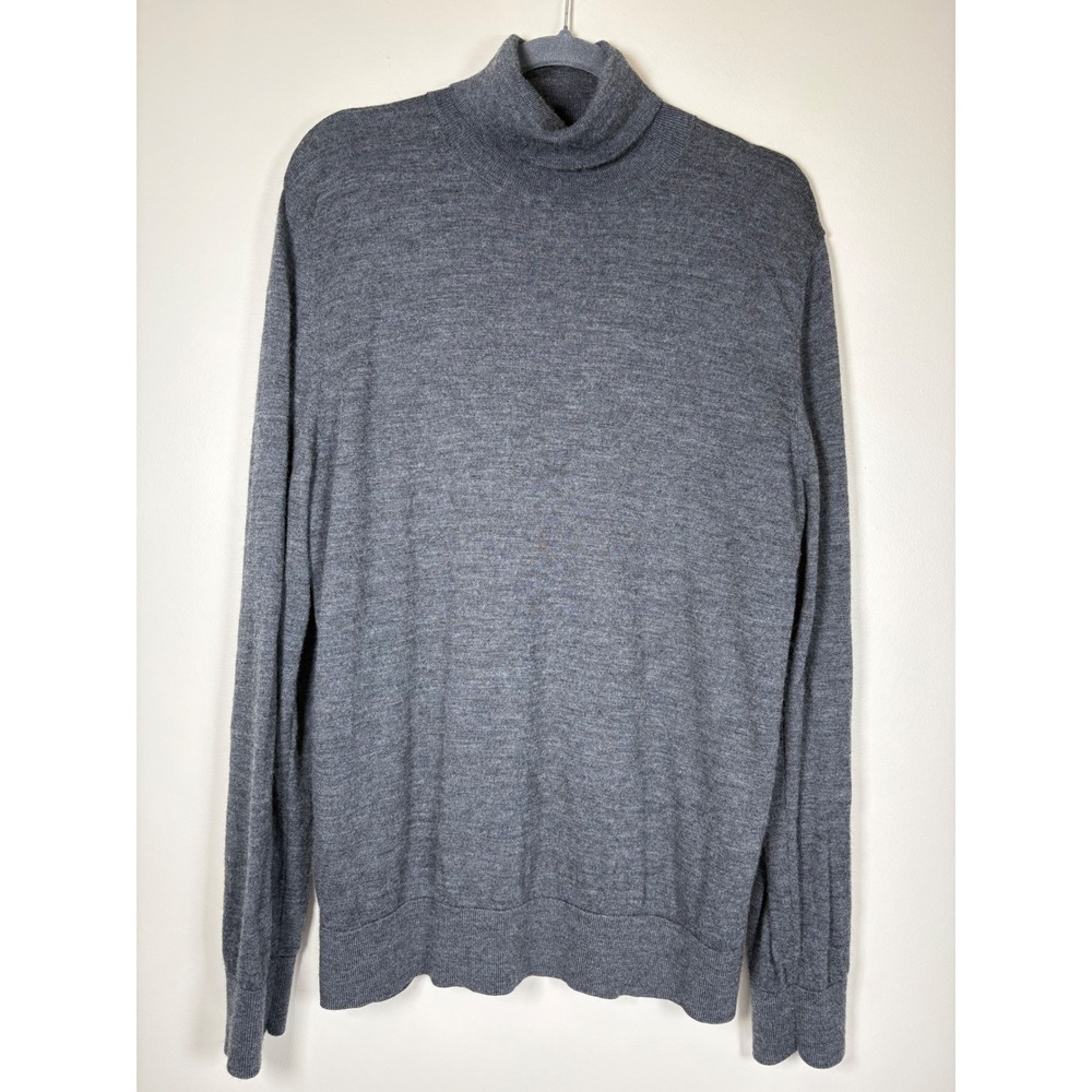 Gap Mens 100% Merino Wool Turtleneck Sweater Charcoal Gray Large L Base Layer